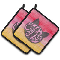 "Caroline's Treasures Cat Face Meow Watercolor Decorated pot holder, 7.5""H x 7.5""W, Multicolor"