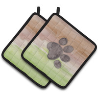 "Caroline's Treasures Dog Paw Watercolor Decorated pot holder, 7.5""H x 7.5""W, Multicolor"
