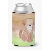 "Caroline's Treasures Dog Green and Brown Watercolor Decorative Can Hugger, Multicolor"