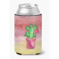 "Caroline's Treasures Flowering Cactus Watercolor Decorative Can Hugger, Multicolor"