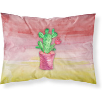 "Caroline's Treasures Flowering Cactus Watercolor Printed, Polyester, 250 Thread count, Envelope closure Pillowcase, Standard, Multicolor"