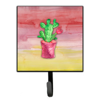 "Caroline's Treasures Flowering Cactus Watercolor Wall Hook, Small, Multicolor"