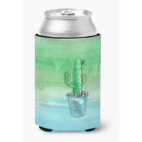 "Caroline's Treasures Cactus Teal and Green Watercolor Decorative Can Hugger, Multicolor"