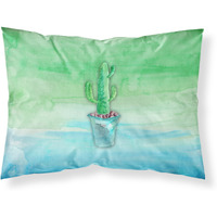 "Caroline's Treasures Cactus Teal and Green Watercolor Pillowcase, Standard, Multicolor"
