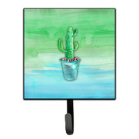 "Caroline's Treasures Cactus Teal and Green Watercolor Wall Hook, Small, Multicolor"