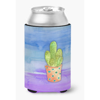 "Caroline's Treasures Cactus Blue and Purple Watercolor Decorative Can Hugger, Multicolor"