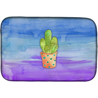 "Caroline's Treasures Cactus Blue And Purple Watercolor Dish Drying Mat, 14"" x 21"", Multicolor"