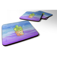 "Caroline's Treasures Cactus Blue and Purple Watercolor Decorative coasters, 3.5, Multicolor"