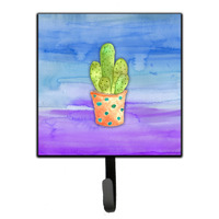 "Caroline's Treasures Cactus Blue and Purple Watercolor Wall Hook, Small, Multicolor"
