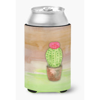 "Caroline's Treasures Cactus Green and Brown Watercolor Decorative Can Hugger, Multicolor"