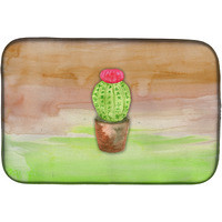 "Caroline's Treasures Cactus Green and Brown Watercolor Dish Drying Mat, 14"" x 21"", Multicolor"