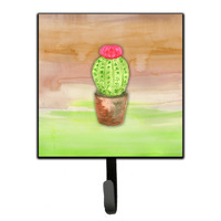 "Caroline's Treasures Cactus Green and Brown Watercolor Wall Hook, Small, Multicolor"