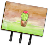 "Caroline's Treasures Cactus Green and Brown Watercolor Wall Hook, Triple, Multicolor"