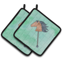 "Caroline's Treasures Stick Horse Watercolor Decorated pot holder, 7.5""H x 7.5""W, Multicolor"