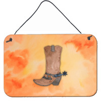 "Caroline's Treasures Cowboy Boot Watercolor Metal Print, 8""H x 12""W, Multicolor"