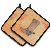 "Caroline's Treasures Cowboy Boot Watercolor Decorated pot holder, 7.5""H x 7.5""W, Multicolor"
