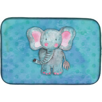 "Caroline's Treasures Blue Elepant Watercolor Dish Drying Mat, 14"" x 21"", Multicolor"