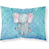 "Caroline's Treasures Blue Elephant Watercolor Printed, Polyester, 250 Thread count, Envelope closure Pillowcase, Multicolor"