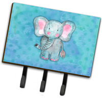 "Caroline's Treasures Blue Elepant Watercolor Wall Hook, Triple, Multicolor"