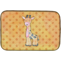 "Caroline's Treasures Polka dot Giraffe Watercolor Dish Drying Mat, 14"" x 21"", Multicolor"