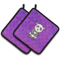 "Caroline's Treasures Polkadot Panda Bear Watercolor Decorated pot holder, 7.5""H x 7.5""W, Multicolor"