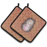 "Caroline's Treasures Polkadot Hedgehog Watercolor Decorated pot holder, 7.5""H x 7.5""W, Multicolor"
