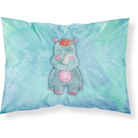 "Caroline's Treasures Rhinoceros Watercolor Printed, Polyester, 250 Thread count, Envelope closure Pillowcase, Standard, Multicolor"