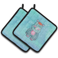 "Caroline's Treasures Rhinoceros Watercolor Decorated pot holder, 7.5""H x 7.5""W, Multicolor"