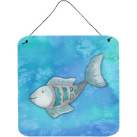 "Caroline's Treasures Blue Fish Watercolor Metal Print, 6""H x 6""W, Multicolor"