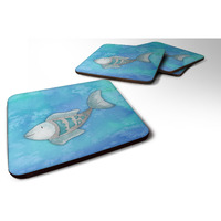 "Caroline's Treasures Blue Fish Watercolor Decorative coasters, 3.5, Multicolor"