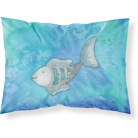 "Caroline's Treasures Blue Fish Watercolor Printed, Polyester, 250 Thread count, Envelope closure Pillowcase, Standard, Multicolor"