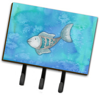 "Caroline's Treasures Blue Fish Watercolor Wall Hook, Triple, Multicolor"