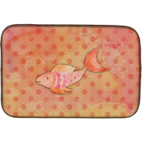 "Caroline's Treasures Orange Fish Watercolor Dish Drying Mat, 14"" x 21"", Multicolor"