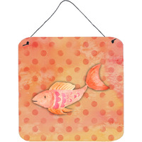 "Caroline's Treasures Orange Fish Watercolor Metal Print, 6""H x 6""W, Multicolor"