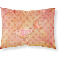 "Caroline's Treasures Orange Fish Watercolor Printed, Polyester, 250 Thread count, Envelope closure Pillowcase, Standard, Multicolor"