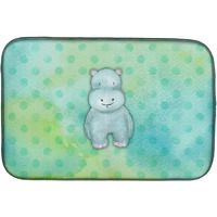 "Caroline's Treasures Polkadot Hippopotamus Watercolor Dish Drying Mat, 14"" x 21"", Multicolor"