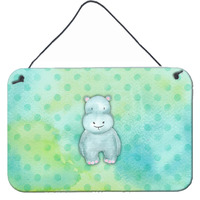 "Caroline's Treasures Polkadot Hippopotamus Watercolor Metal Print, 8""H x 12""W, Multicolor"