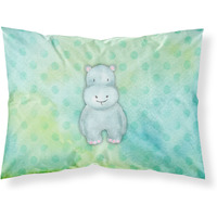 "Caroline's Treasures Polkadot Hippopotamus Watercolor Pillowcase, Standard, Multicolor"
