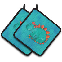 "Caroline's Treasures Stegosaurus Watercolor Decorated pot holder, 7.5"" x 7.5"", Multicolor"