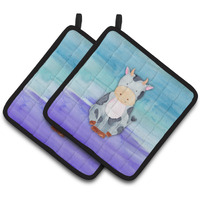 "Caroline's Treasures Cow Watercolor Decorated pot holder, 7.5"" x 7.5"", Multicolor"