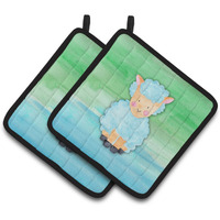 "Caroline's Treasures Sheep Lamb Watercolor Decorated pot holder, 7.5"" x 7.5"", Multicolor"