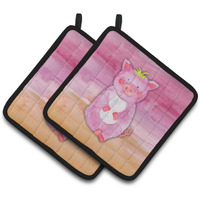 "Caroline's Treasures Pig Watercolor Decorated pot holder, 7.5"" x 7.5"", Multicolor"
