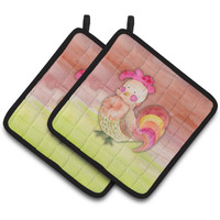 "Caroline's Treasures Rooster Watercolor Decorated pot holder, 7.5"" x 7.5"", Multicolor"