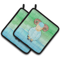 "Caroline's Treasures Ram Sheep Watercolor Decorated pot holder, 7.5"" x 7.5"", Multicolor"
