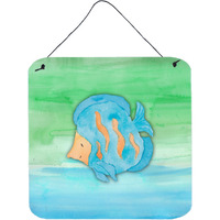"Caroline's Treasures Blue Fish Watercolor Metal Print, 6"" x 6"", Multicolor"