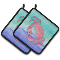"Caroline's Treasures Crab Watercolor Decorated pot holder, 7.5"" x 7.5"", Multicolor"