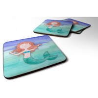 "Caroline's Treasures Ginger Mermaid Watercolor Decorative coasters, 3.5, Multicolor"