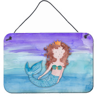 "Caroline's Treasures Brunette Mermaid Watercolor Metal Print, 8"" x 12"", Multicolor"