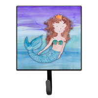 "Caroline's Treasures Brunette Mermaid Watercolor Wall Hook, Small, Multicolor"