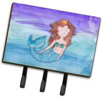 "Caroline's Treasures Brunette Mermaid Watercolor Wall Hook, Triple, Multicolor"